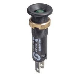 Lampada spia Ø8 - IP40 - verde - LED sporgente - 12V - faston