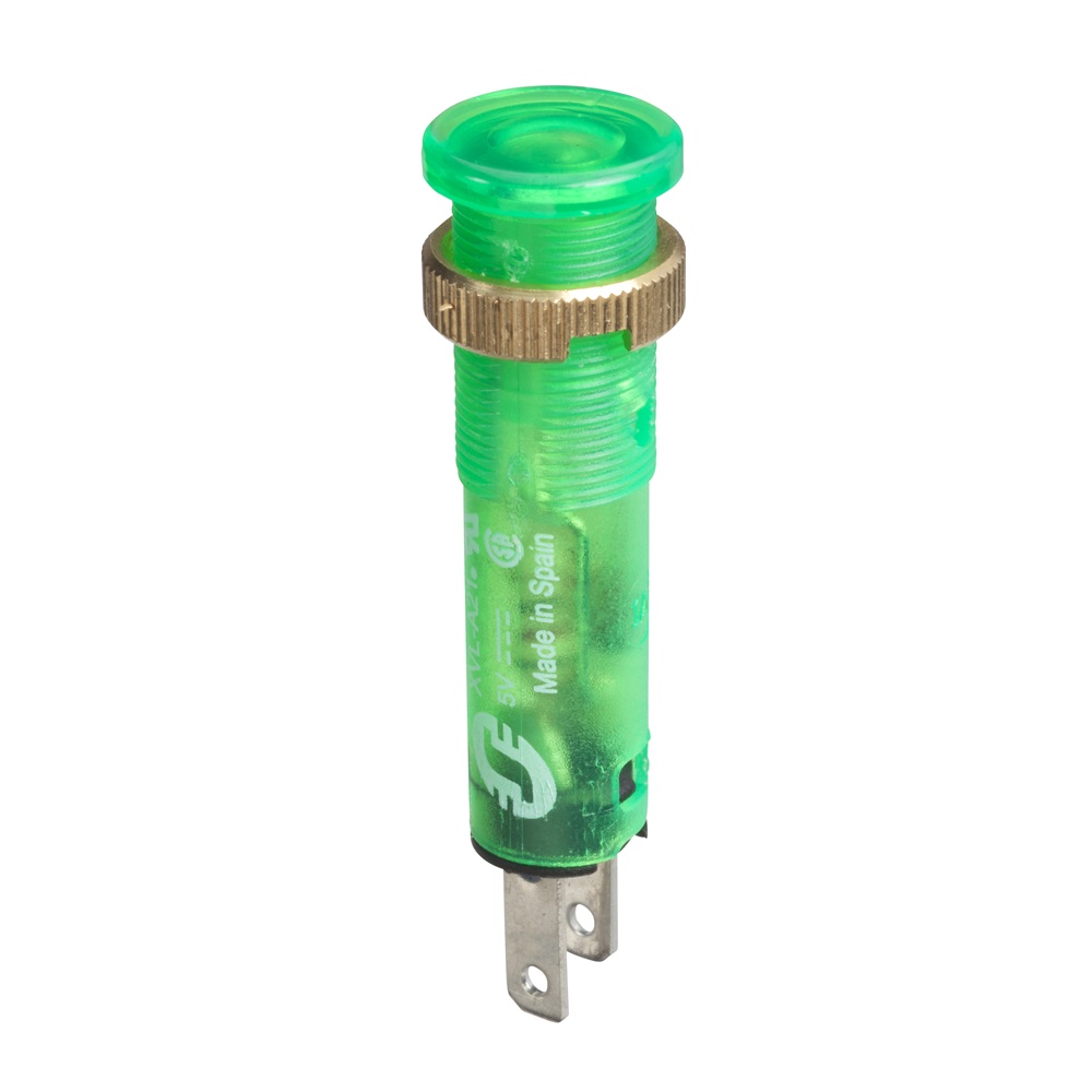 Lampada spia Ø8 - IP40 - verde - LED protetto - 12V - faston