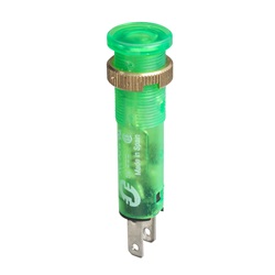 Lampada spia Ø8 - IP40 - verde - LED protetto - 12V - faston