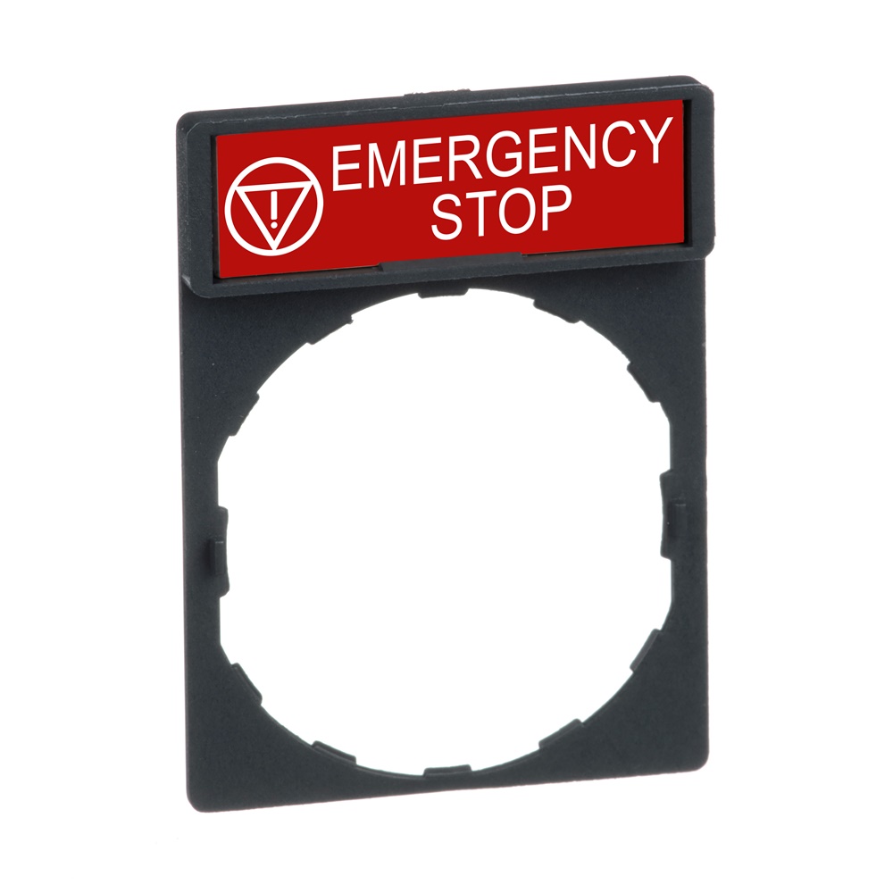 Porta etichetta 30 X 40mm - per unità Ø22 - con etichetta ARRESTO DEMERGENZA