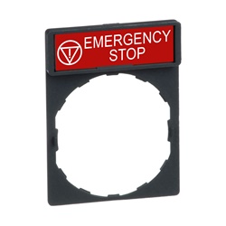 Porta etichetta 30 X 40mm - per unità Ø22 - con etichetta ARRESTO DEMERGENZA