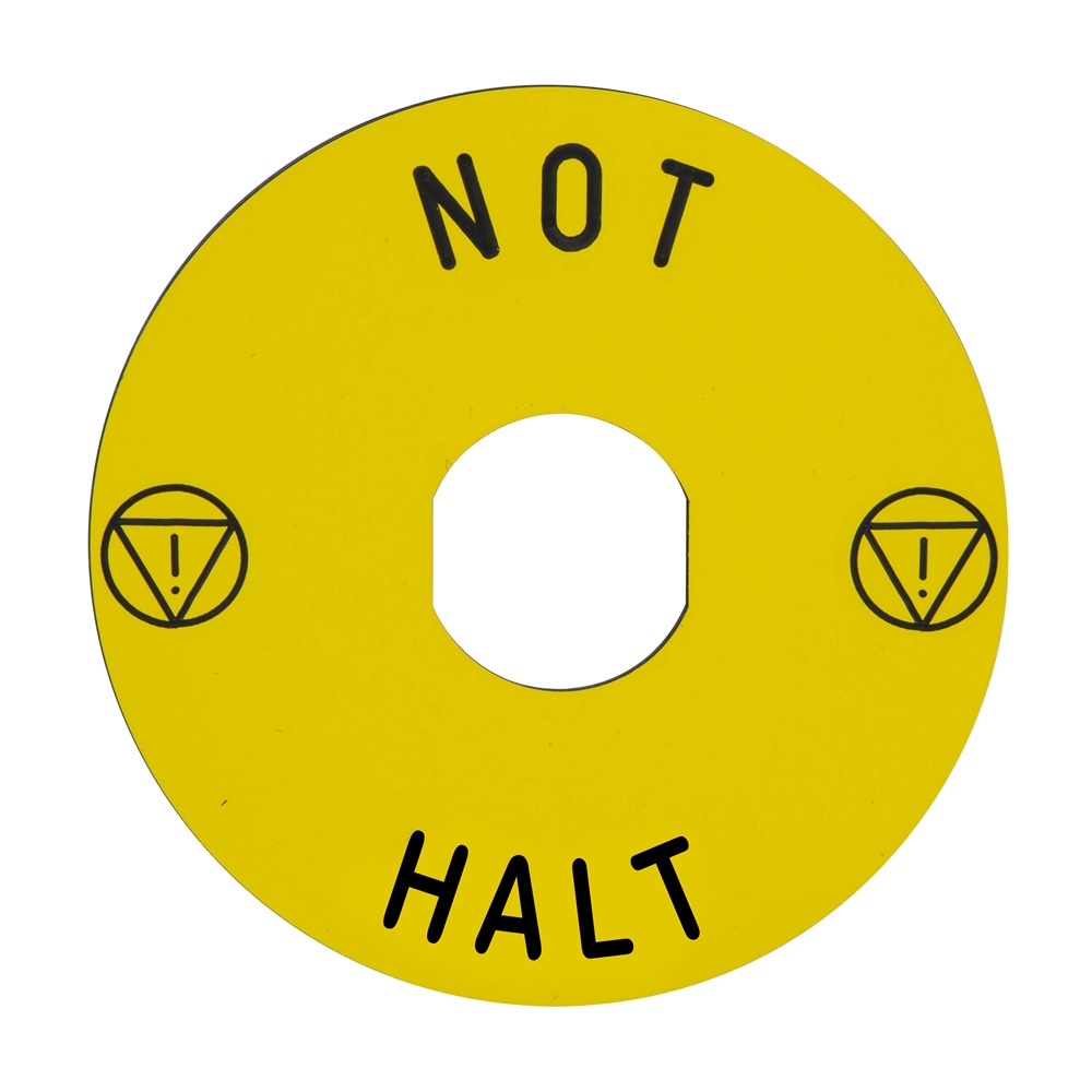 Etichetta circolare Ø90 per arresto emerg.-NOT-HALT/logo ISO13850