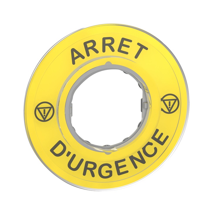 Etichetta circolare Ø60 per arresto emerg.-ARRET DURGENCE/logo ISO13850