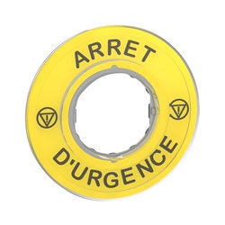 Etichetta circolare Ø60 per arresto emerg.-ARRET DURGENCE/logo ISO13850