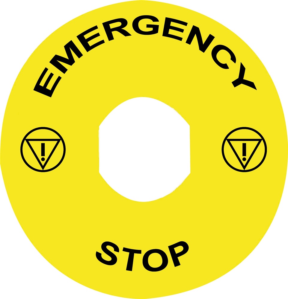 Etichetta rettangolare Ø60 per arresto emerg.-EMERGENCY STOP/logo ISO13850