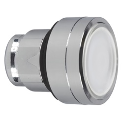 Testa pulsante luminoso Ø22 - bianco - per inserimento etichetta- per LED universale