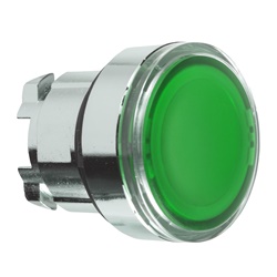 Testa pulsante luminoso Ø22 - verde - per inserimento etichetta- per LED universale