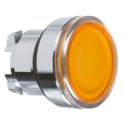 Testa pulsante luminoso Ø22 - arancione - per inserimento etichetta- per LED universale