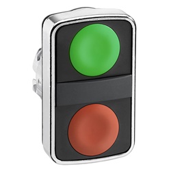 Testa pulsante doppio Ø22 - rossa + verde - senza marcatura - IP40