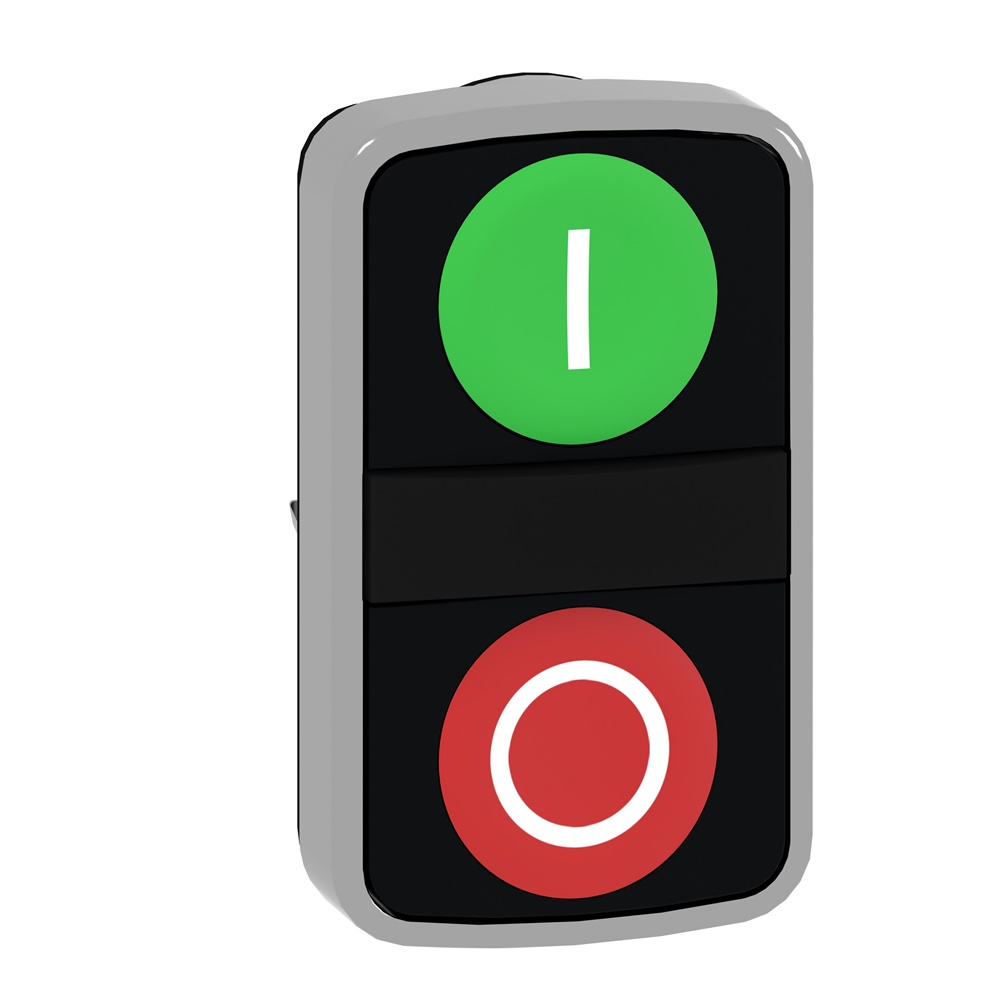 Testa pulsante doppio Ø22 - rossa + verde - 0/I - IP40