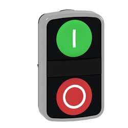Testa pulsante doppio Ø22 - rossa + verde - 0/I - IP40