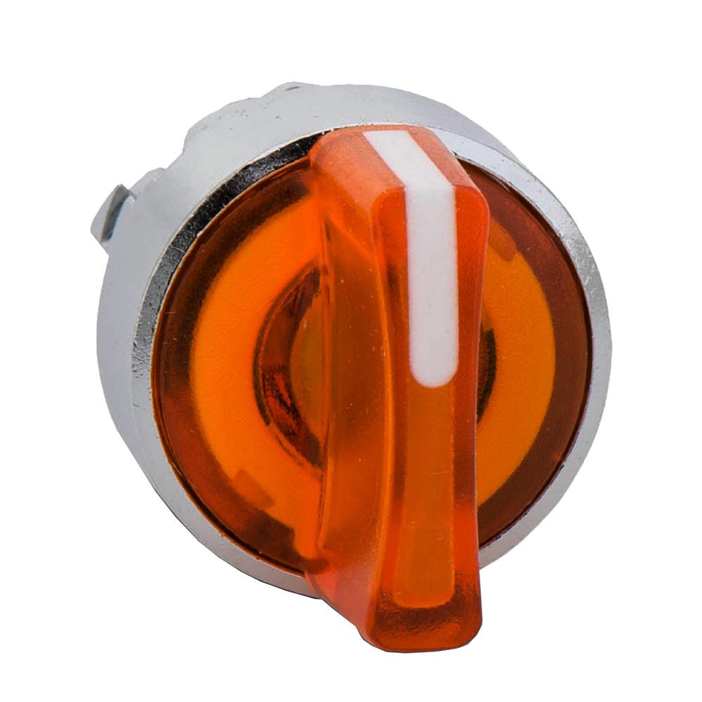 Testa selettore luminoso - 3 posiz. Ø22 - arancione- per LED universale