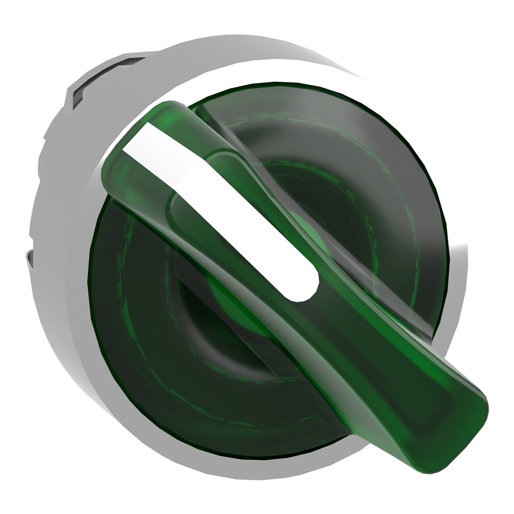 Testa selettore luminoso - 2 posiz. Ø22 - verde- per LED universale