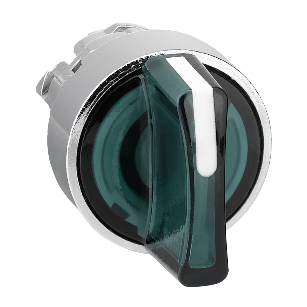 Testa selettore luminoso - 3 posiz. Ø22 - verde- per LED universale