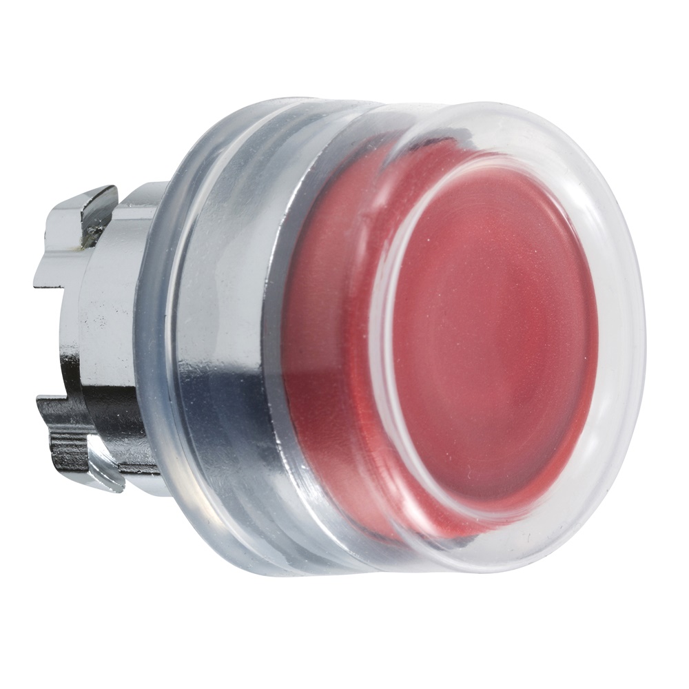 Testa pulsante Ø22 - sporgente—rossa - (silicone trasparente)