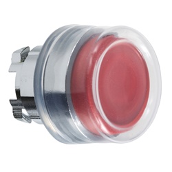Testa pulsante Ø22 - sporgente—rossa - (silicone trasparente)