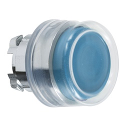 Testa pulsante Ø22 - sporgente—blu - (silicone trasparente)