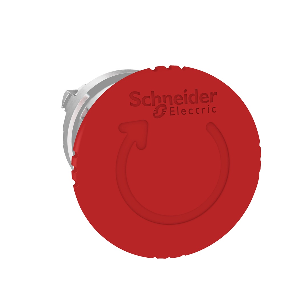 Testa pulsante Ø22 - sblocco rotazione - fungo Ø40mm - rossa