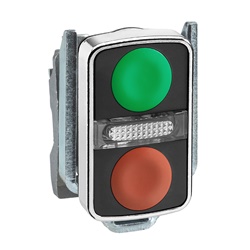 Testa pulsante doppio Ø22 - rossa + verde - senza marcatura