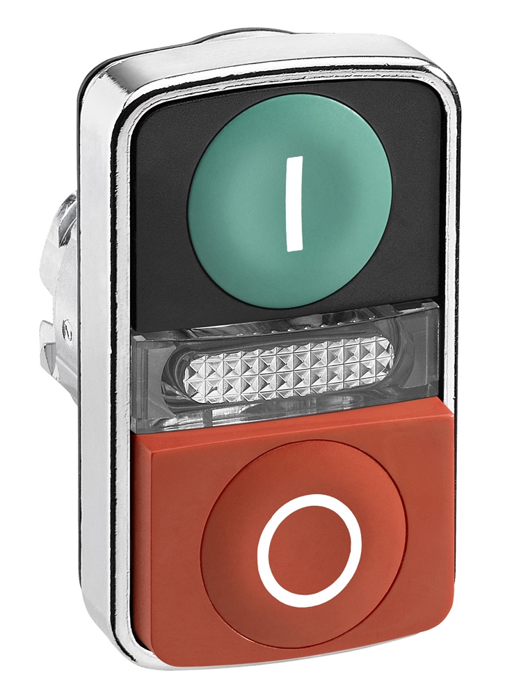 Attuatore pulsante tipo Verde, I/O, rosso ZB4BW7L3741 Schneider Electric serie Harmony XB4, Verde/Rosso, marcatura: I/O