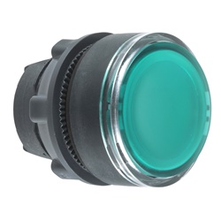 Testa pulsante luminoso Ø22 - verde - per inserimento etichetta- per LED universale