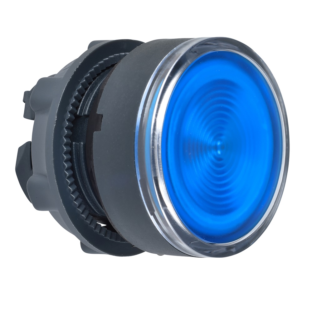 Testa pulsante luminoso Ø22 - blu - per inserimento etichetta- per LED universale