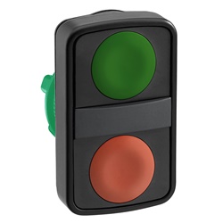 Testa pulsante doppio Ø22 - rosso + verde - senza marcatura