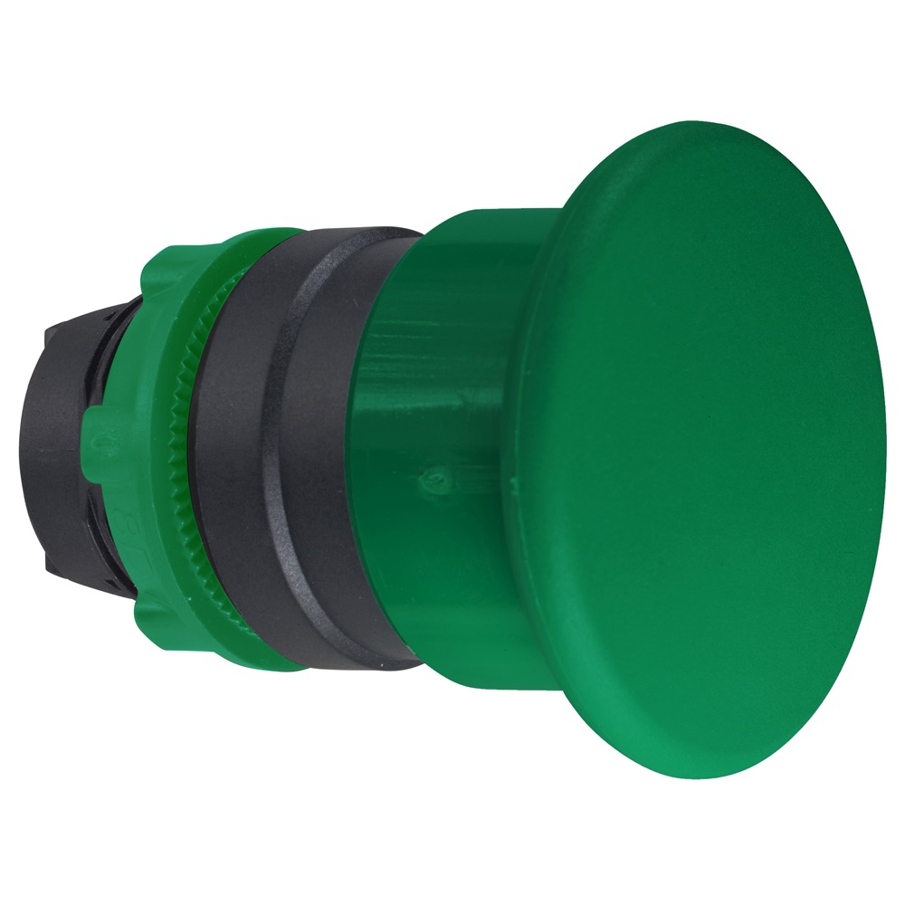 Testa pulsante Ø22 - ad impulso - verde - fungo Ø40 mm