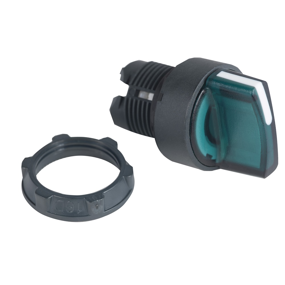 Testa selettore luminoso - 2 posiz. Ø22 - verde- per LED universale
