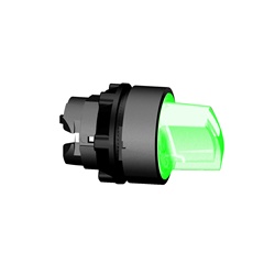 Testa selettore luminoso - 2 posiz. Ø22 - verde- per LED universale