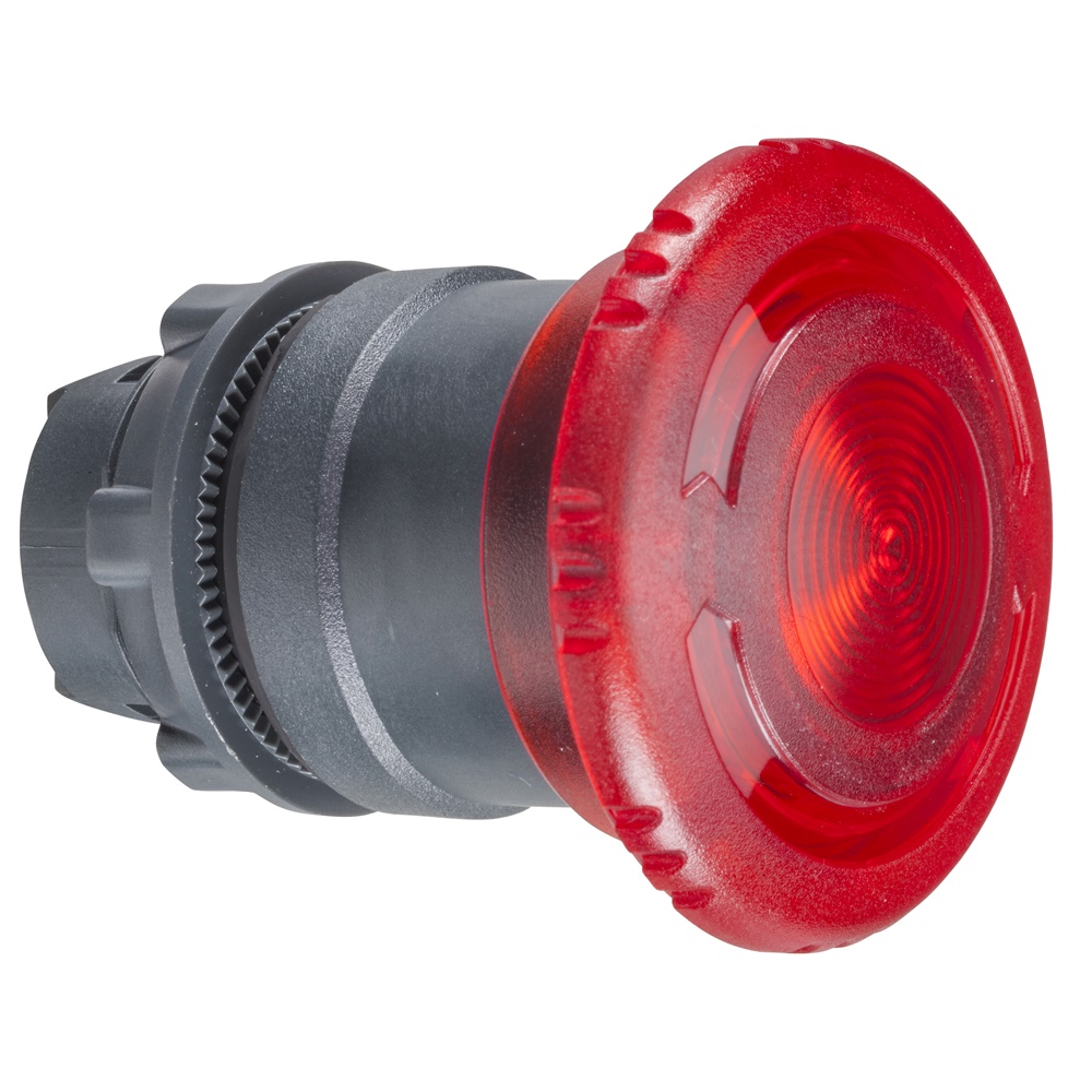 Testa pulsante a fungo Ø40 - sgancio a rotazione Ø22 - rosso- per LED universale