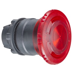 Testa pulsante a fungo Ø40 - sgancio a rotazione Ø22 - rosso- per LED universale