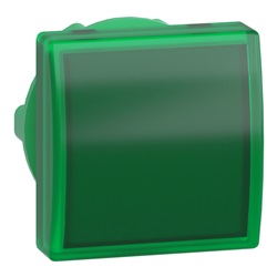 Testa lampada spia Ø22 - quadrata - 5 colori - gemma liscia verde- per LED universale