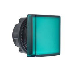 Testa lampada spia Ø22 - quadrata - 5 colori - gemma liscia verde- per LED universale