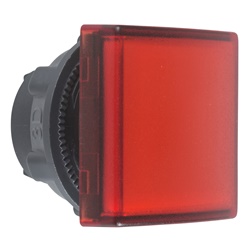 Testa lampada spia Ø22 - quadrata - 5 colori - gemma liscia rossa- per LED universale