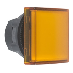 Testa lampada spia Ø22 - quadrata - 5 colori - gemma liscia arancione- per LED universale