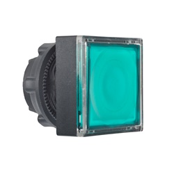 Testa pulsante quadrato luminoso Ø22 - verde - per inserimento etichetta- per LED universale