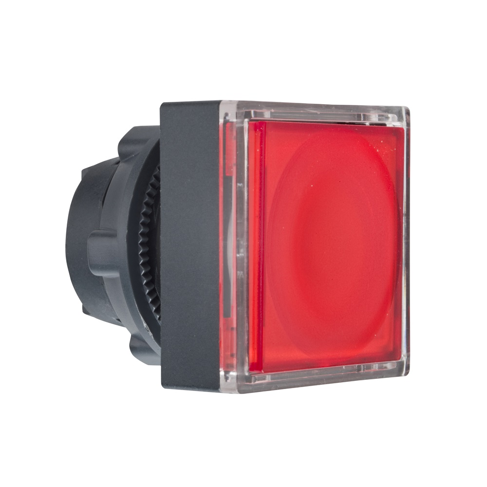 Testa pulsante quadrato luminoso Ø22 - rosso - per inserimento etichetta- per LED universale