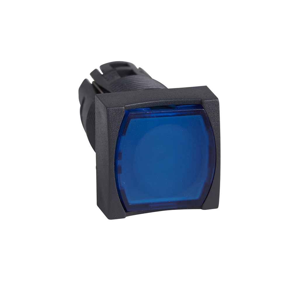 Testa pulsante luminoso quadrato Ø16 - filoghera - blu