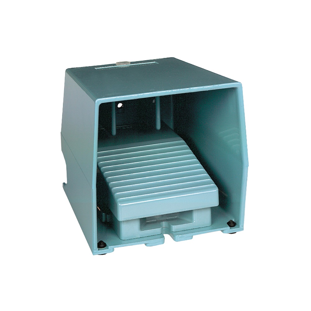 Interruttore a pedale singolo IP66 c/protezione metallo blu 1 NC+1 NO