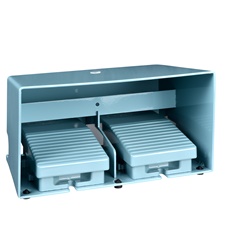 Interruttore a pedale doppio - IP66 c/protezione metallo blu-2 NC + 2 NO