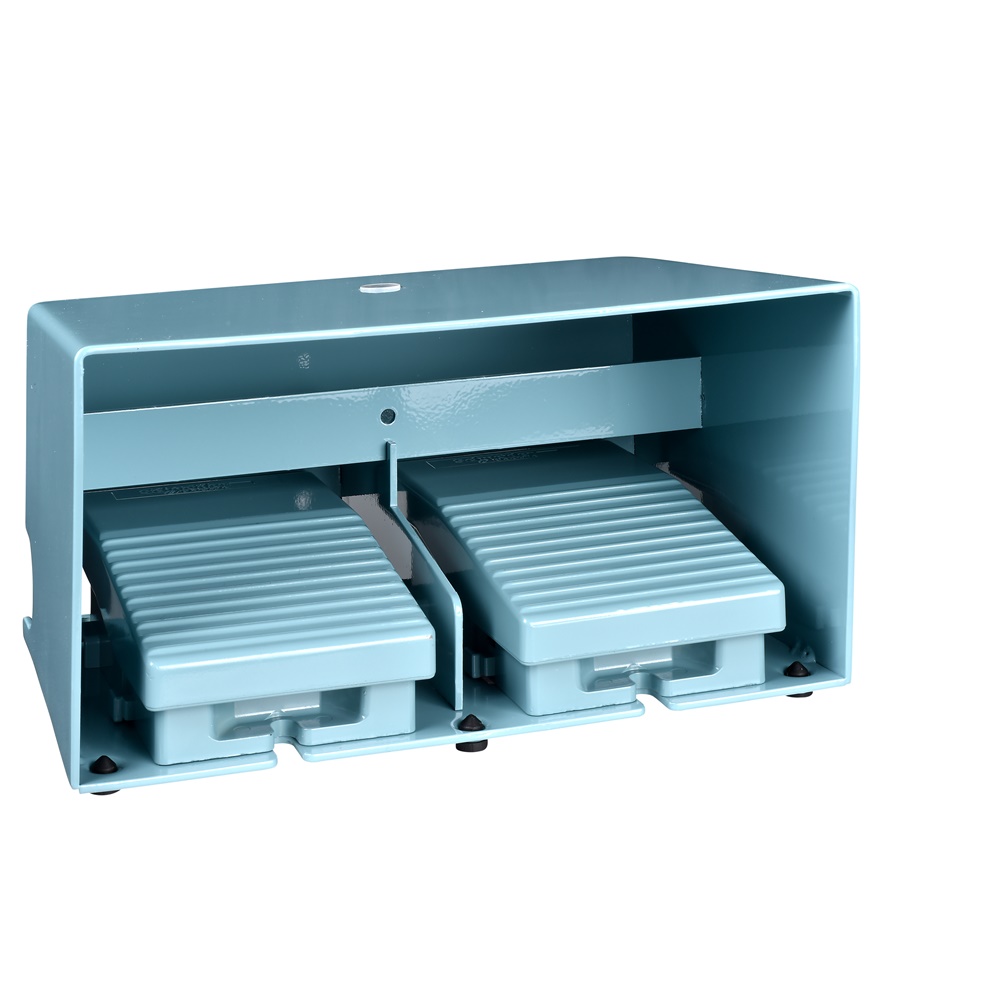 Interruttore a pedale doppio - IP66 c/protezione metallo blu-4 NC + 4 NO
