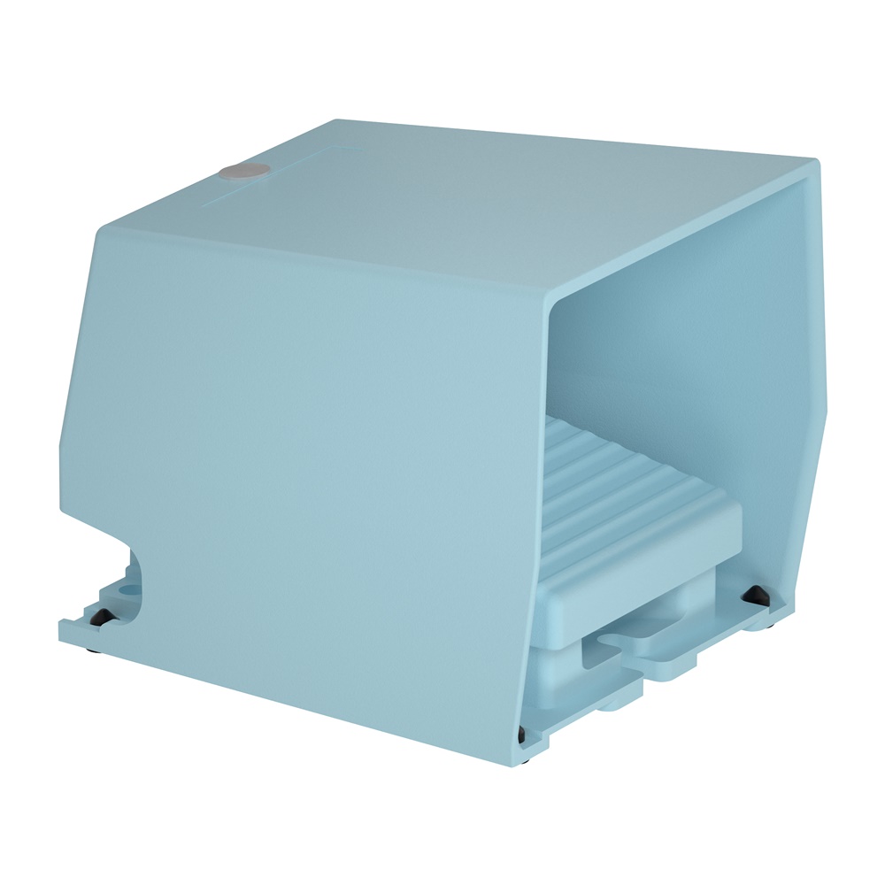 Interruttore a pedale singolo XPE-M c/protezione metallo blu - 1NC+1NO