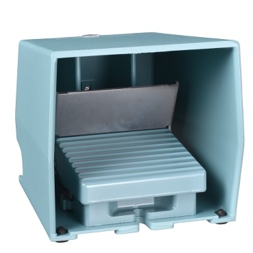 Interruttore a pedale singolo XPE-M c/protezione metallo blu - 2NC+2NO