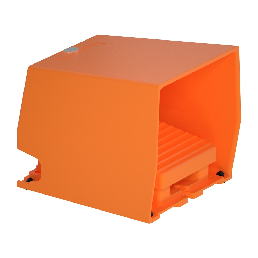 Interruttore a pedale singolo XPE-R c/protezione metallo arancio - 1NC+1NO