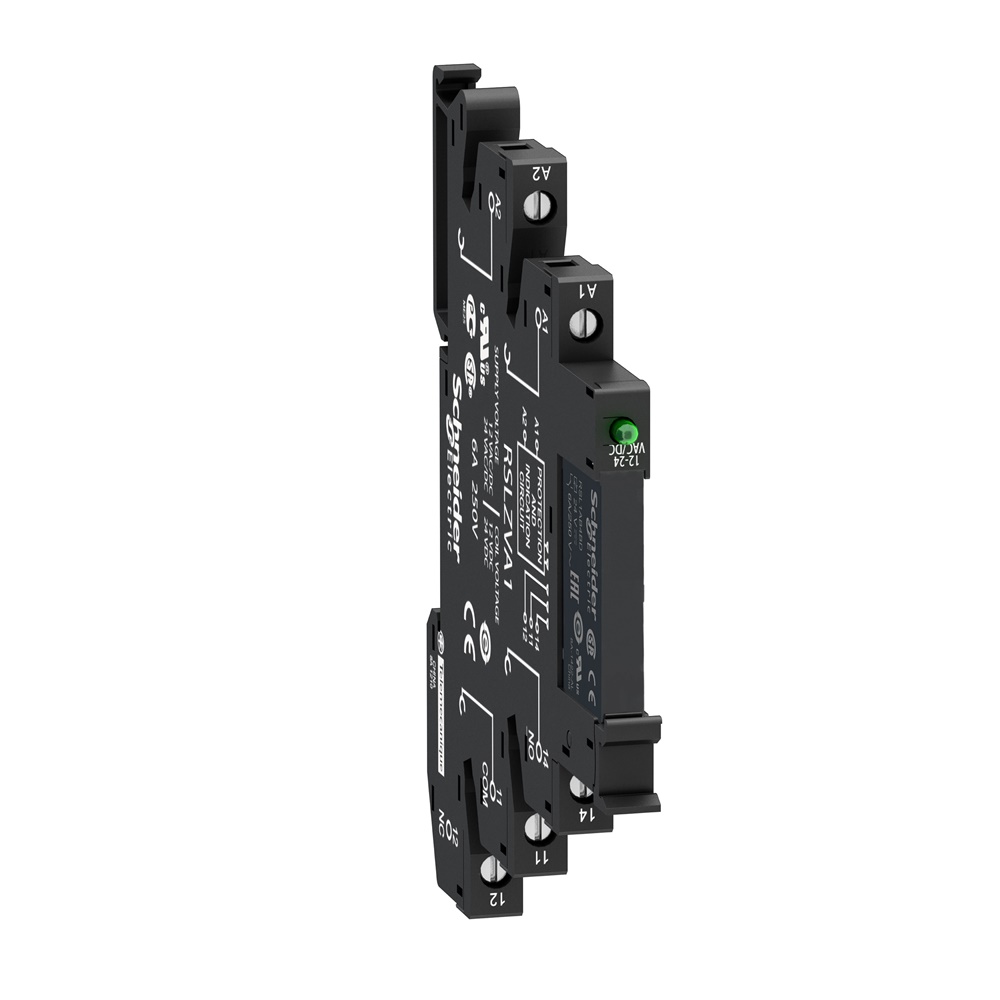 Relè interfaccia SLIM su base a vite con led e circuito di protezione, 24 V