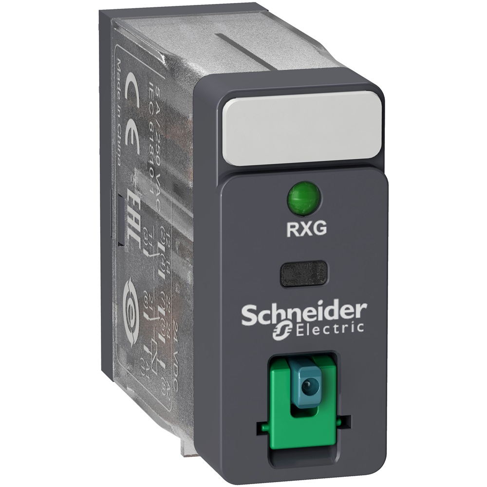 Relè interfaccia Harmony RXG - 2 NC/NO standard - 24 VDC - 5 puls. TEST e led