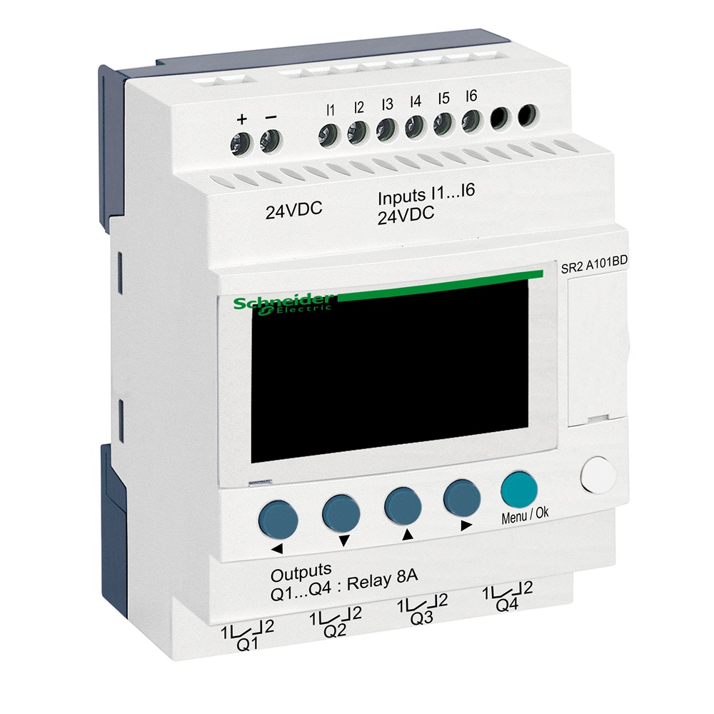 Smart relay compatto Zelio Logic - 10 I/O - 24 V CC - S/orologio - Display