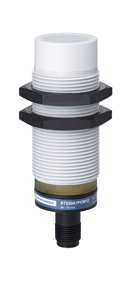 Sensore capacitivo prossimità M30 plastica 15 mm PNP NO+NC 12-24 VDC per rilevamento materiali isolati e conduttivi