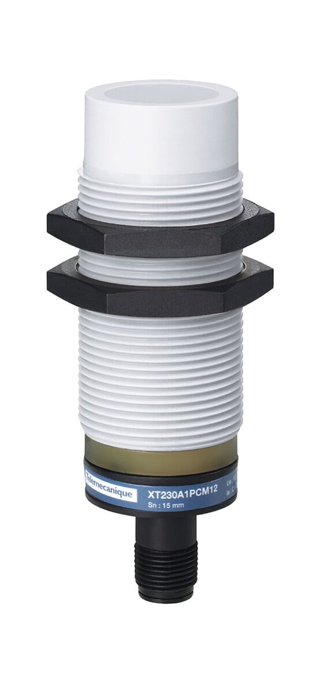 Sensore capacitivo prossimità M30 plastica 15 mm PNP NO+NC 12-24 VDC per rilevamento materiali isolati e conduttivi